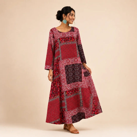 Irtevo Fashion Cotton And Linen Dress Long Sleeve