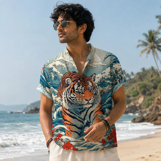 Mens 3D-printed Hawaiian Shirt