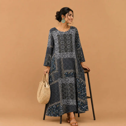 Irtevo Fashion Cotton And Linen Dress Long Sleeve