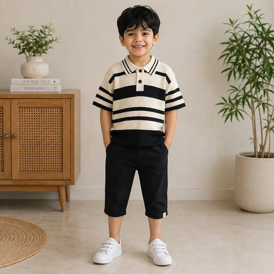 Irtevo Fashion Boys' Summer Short-sleeved Polo Shirt T-shirt