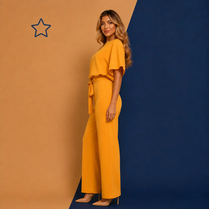 Women's Lace-Up Button Jumpsuit by Irtevo Fashion