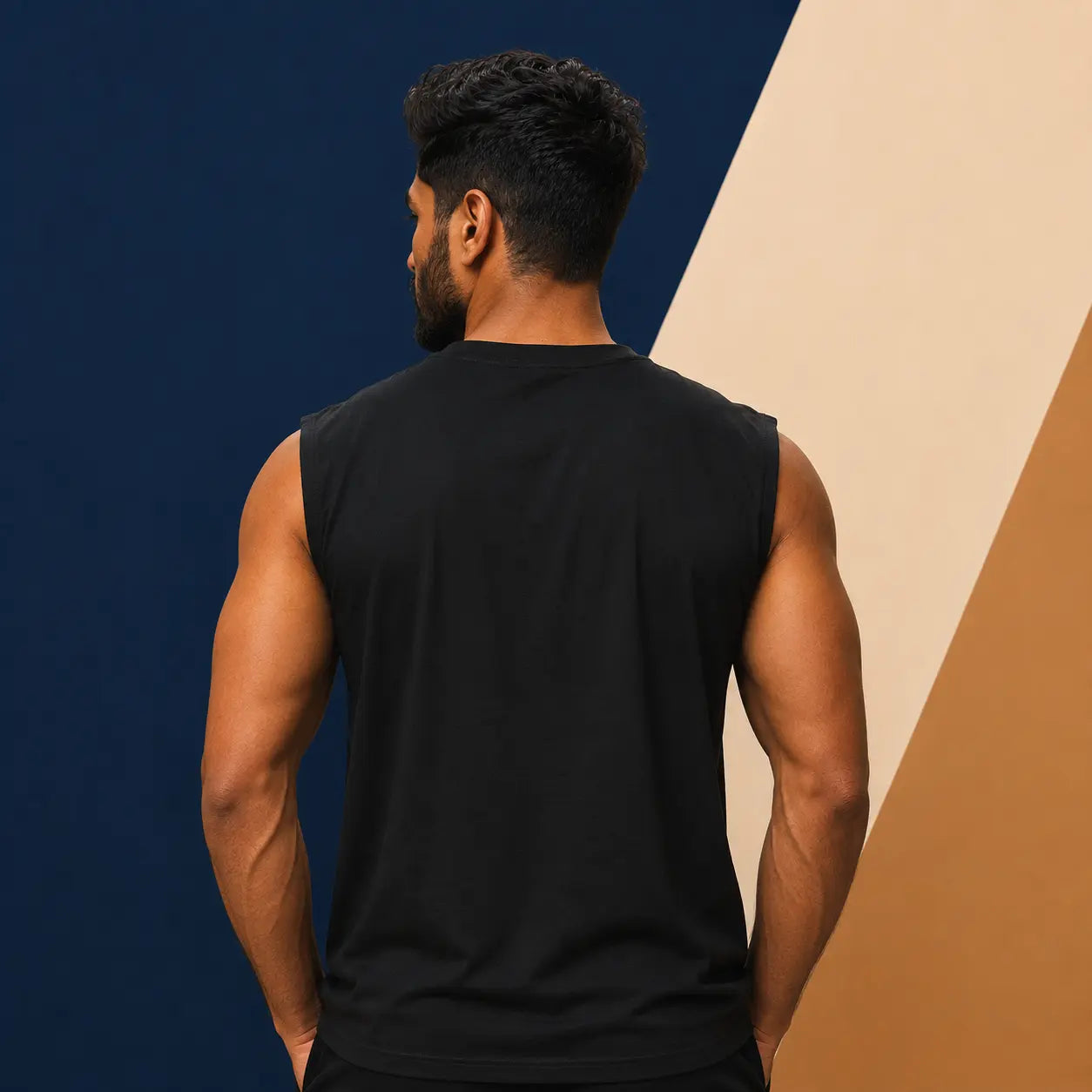 Irtevo Fashion Men's Black Sleeveless T-Shirt with Embroidered Skull