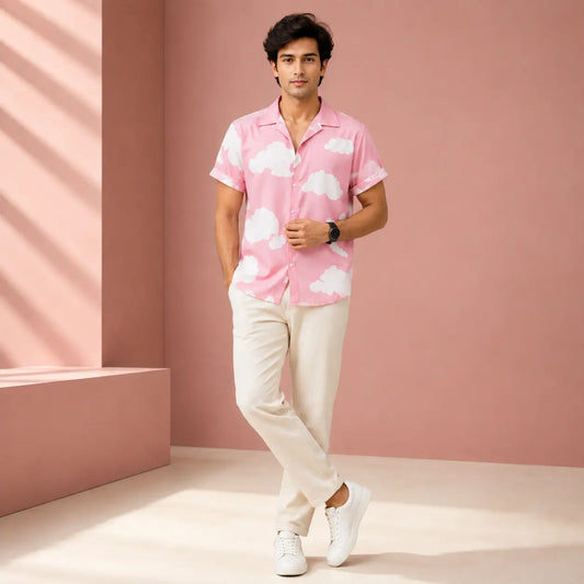 Men's Casual Multi-cloud Short-sleeved Shirt