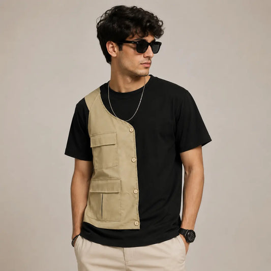 Men's Personalized Casual Stitching Short-sleeved T-shirt