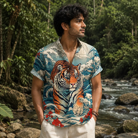 Mens 3D-printed Hawaiian Shirt