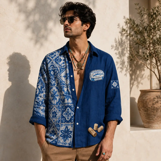 Portuguese Tile Print Oversized Shirt