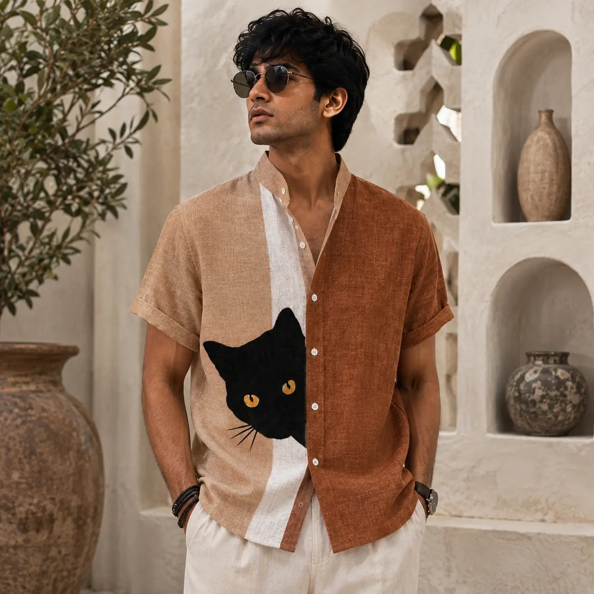 Casual Printed Cat-Pattern Shirt For Men