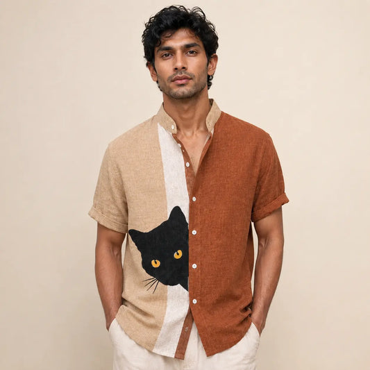 Casual Printed Cat-Pattern Shirt For Men