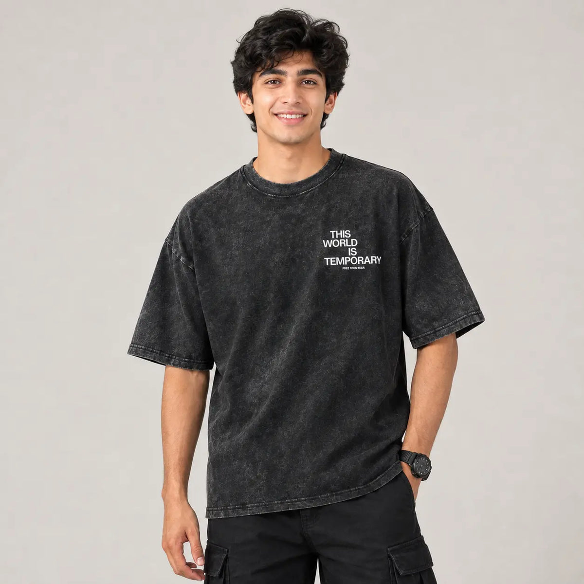 Fashionable Vintage T-shirt With A Printed Wool Blend
